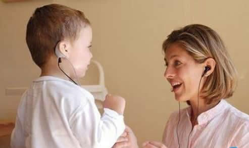 Child using hearing aid