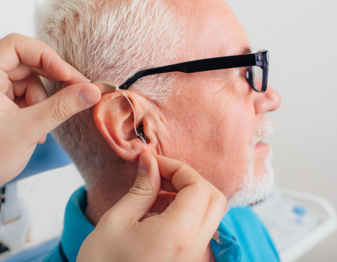 man wearing hearing aid